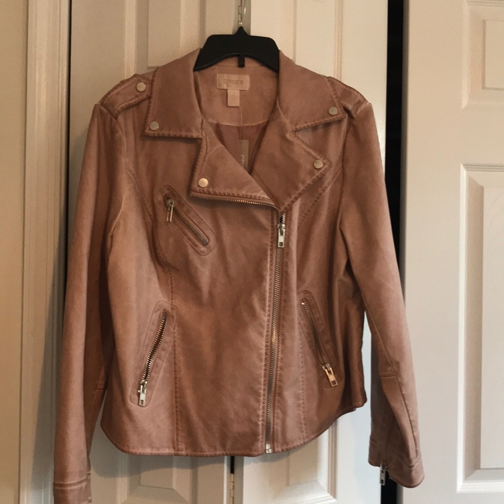 Chico’s Distressed Faux Leather Moto Jacket
